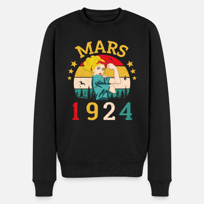 Mars 1924 Anniversaire Idée Cadeau Vintage 1924 - Pull Premium bio Homme - noir
