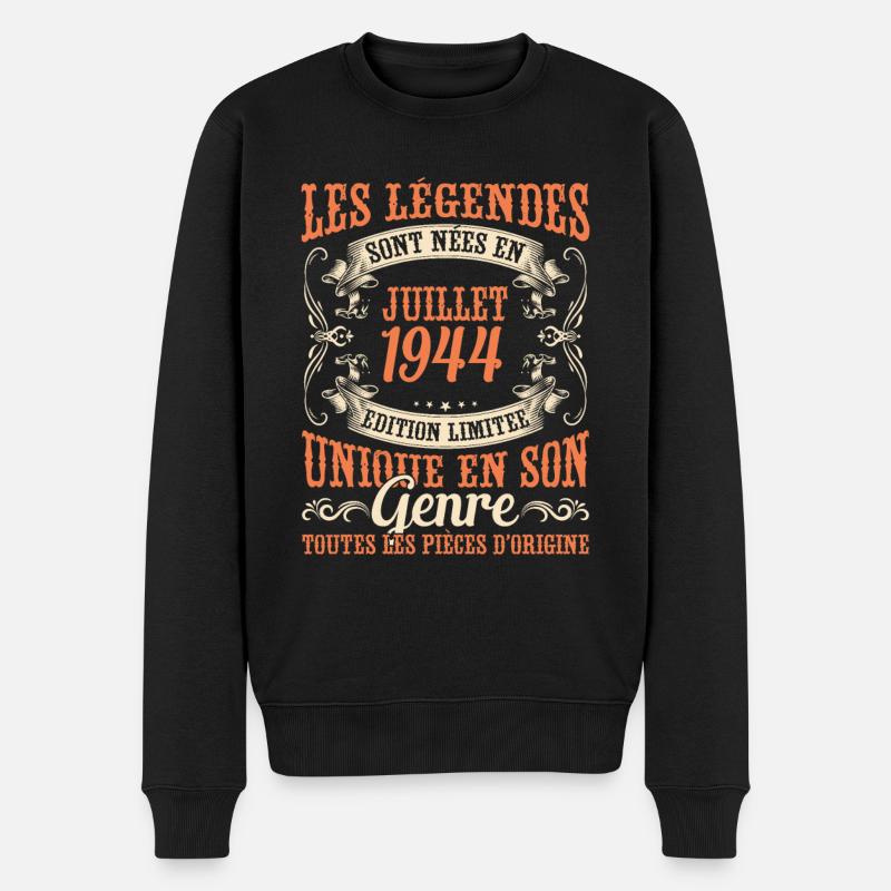 Juillet 1944 Anniversaire Idée Cadeau Vintage - Pull Premium bio Homme - noir
