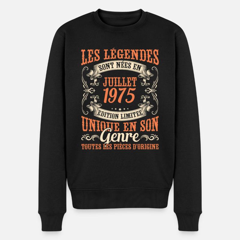 Juillet 1975 Anniversaire Idée Cadeau Vintage - Pull Premium bio Homme - noir