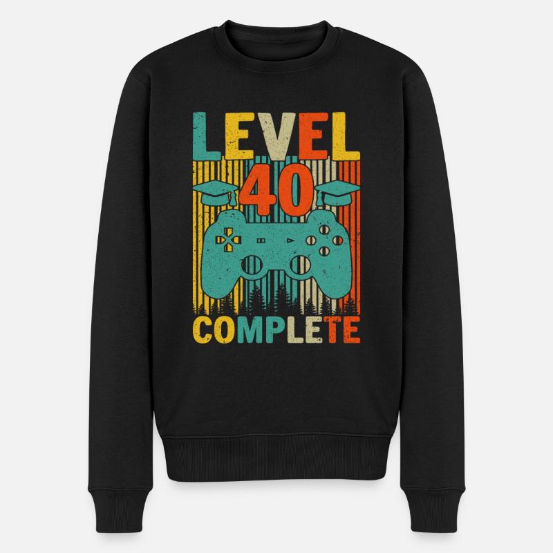 Level 40 abgeschlossen - Männer Premium Bio Pullover - Schwarz
