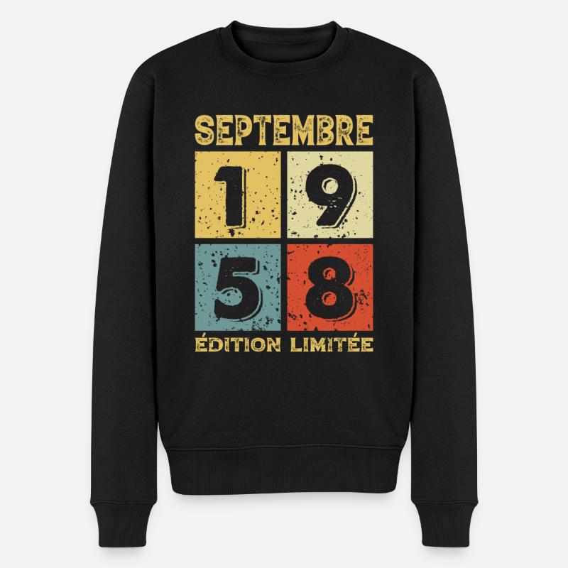 Septembre 1958 Original Idée Cadeau Anniversaire - Pull Premium bio Homme - noir