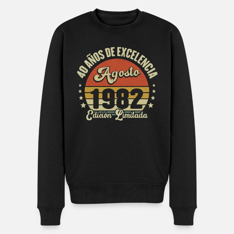 40 Ans Anniversaire Vintage Né(e) en Août 1982 - Pull Premium bio Homme - noir