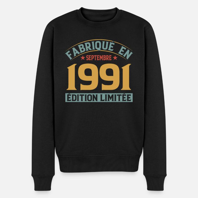 Fabriqué En Septembre 1991 Édition Limitée - Pull Premium bio Homme - noir