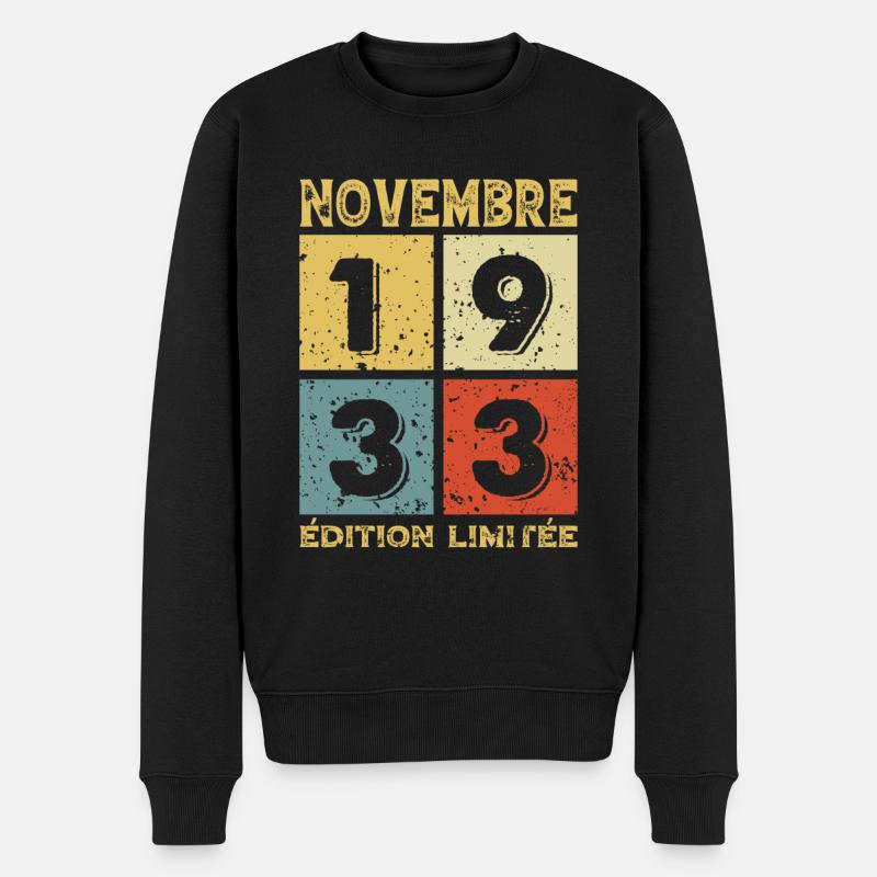 Anniversaire Vintage Idée Cadeau Novembre 1933 - Pull Premium bio Homme - noir