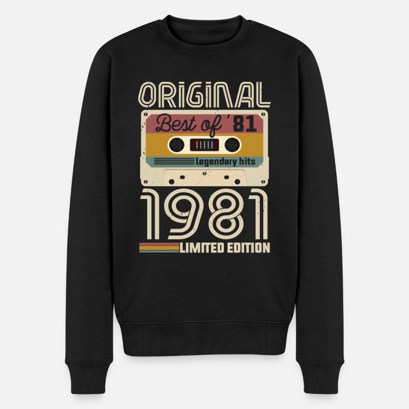 Anniversaire Vintage Idée Cadeau Original 1981 - Pull Premium bio Homme - noir