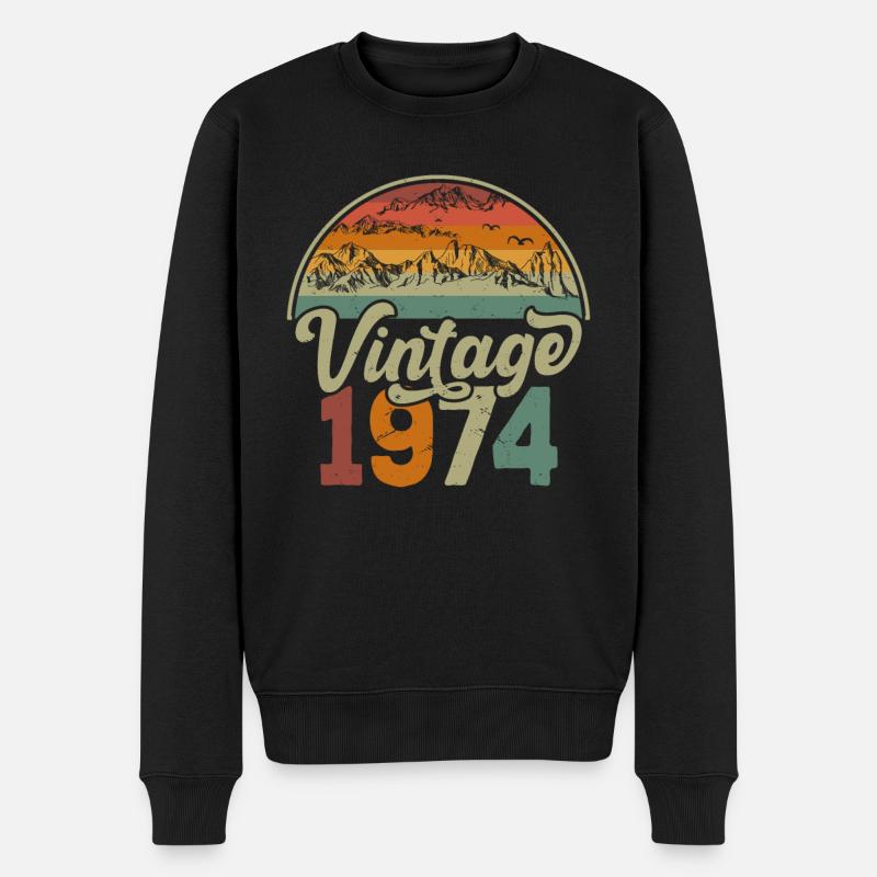 1974 Vintage Vintage Retro Geburtstagsgeschenk - Männer Premium Bio Pullover - Schwarz