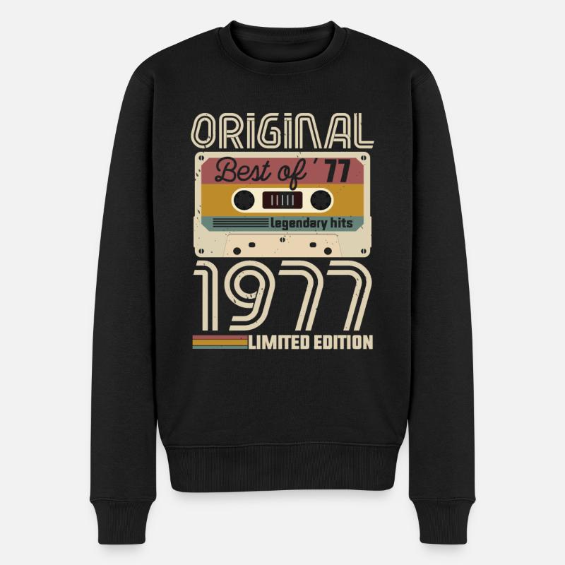 Vintage Geburtstag Original Geschenkidee 1977 - Männer Premium Bio Pullover - Schwarz