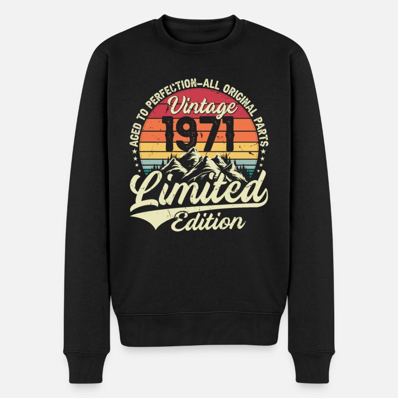 Vintage 1971 Limited Edition Geburtstagsgeschenk - Männer Premium Bio Pullover - Schwarz