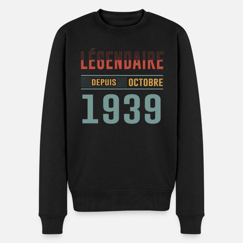Légendaire Depuis Octobre 1939 Anniversaire - Pull Premium bio Homme - noir