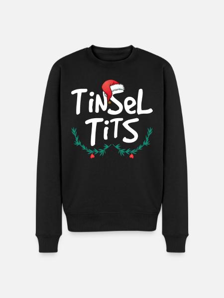 Womens Klatergoud Tieten Funny Christmas - Mannen Premium Bio sweater - zwart