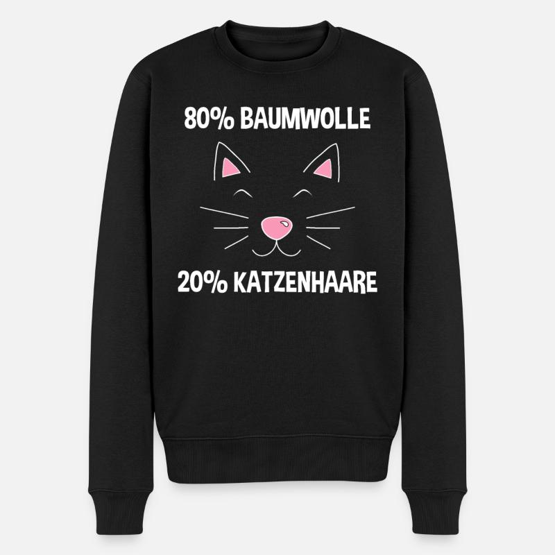 Baumwolle Katze Haar Katze Sprüche - Männer Premium Bio Pullover - Schwarz