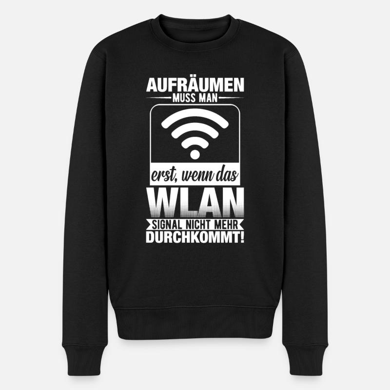 Aufräumen Muss Man Erst Wenn Das Wlan - Männer Premium Bio Pullover - Schwarz