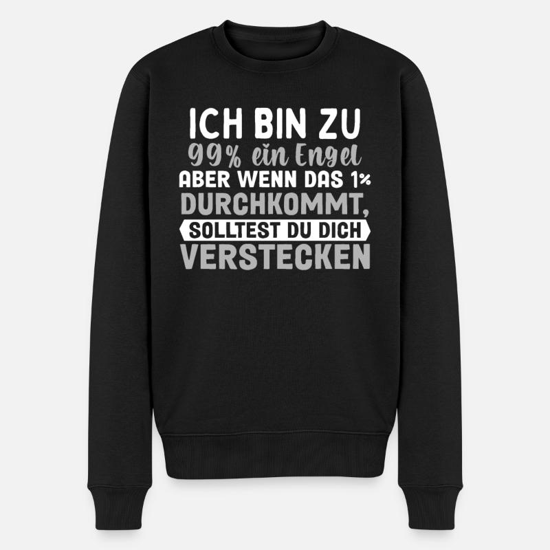 Ich Bin Fast Ein Engel - Männer Premium Bio Pullover - Schwarz