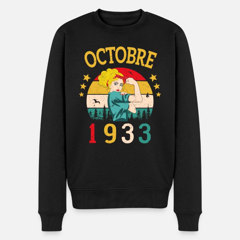 Oktober 1933 Geburtstag Vintage Geschenkidee - Männer Premium Bio Pullover - Schwarz