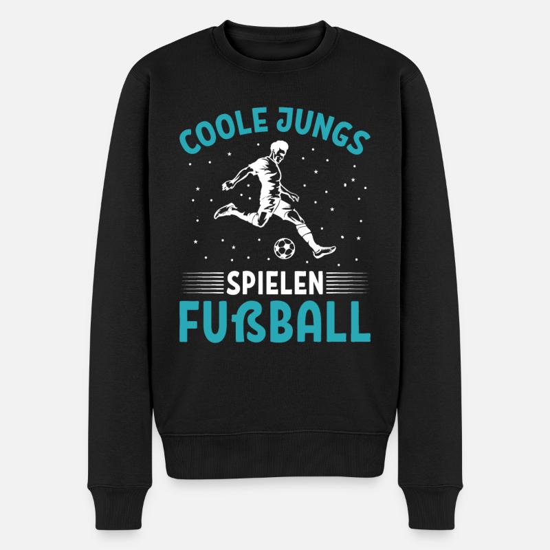 Coole Jungs Spielen Fußball - Männer Premium Bio Pullover - Schwarz