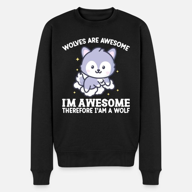 Ich bin großartig, also bin ich ein Wolf - Männer Premium Bio Pullover - Schwarz