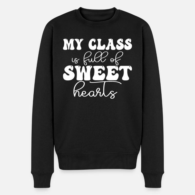 Meine Klasse ist voller süßer Herzen - Männer Premium Bio Pullover - Schwarz