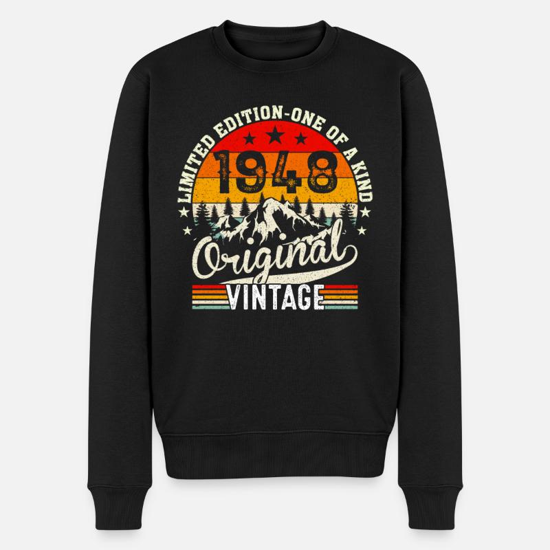 1948 Originaler Jahrgang - Männer Premium Bio Pullover - Schwarz