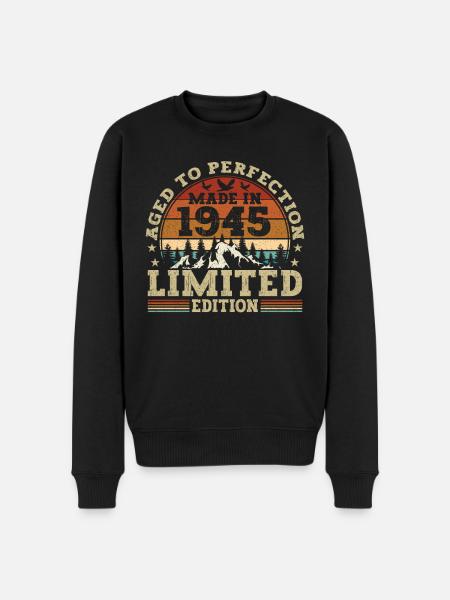 Retro birthday present from 1945 - Men's Premium Organic Jumper - black