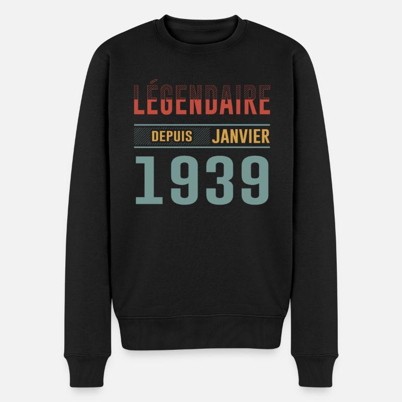 Légendaire Depuis Janvier 1939 Anniversaire - Pull Premium bio Homme - noir