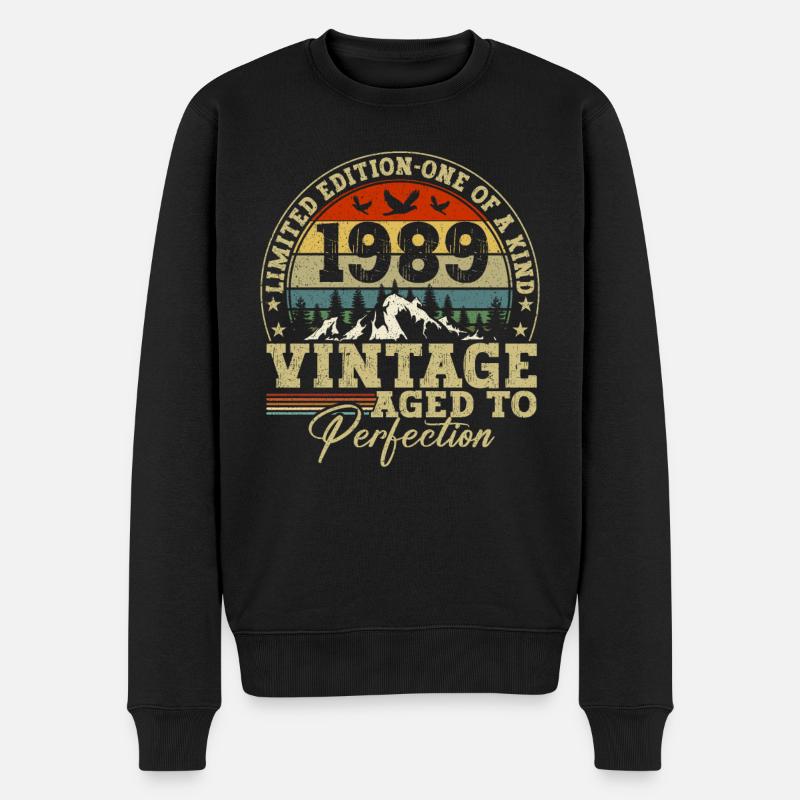 1989 Vintage Bis Zur Perfektion Gereift - Männer Premium Bio Pullover - Schwarz