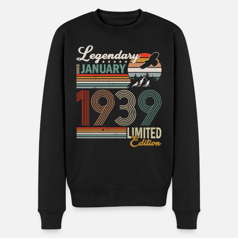 Janvier 1939 Birthday Man - Pull Premium bio Homme - noir
