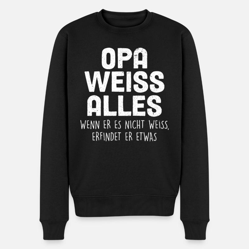 Opa Weiss Alles - Männer Premium Bio Pullover - Schwarz