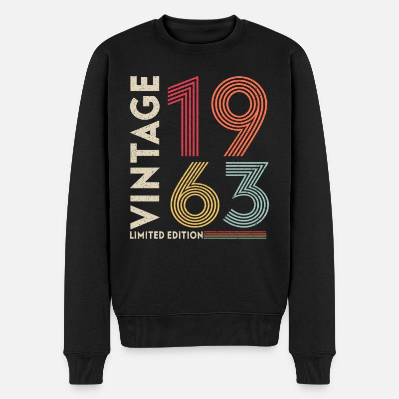 Geburtsjahr 1963 Vintage Geburtstag Legende 1963 - Männer Premium Bio Pullover - Schwarz