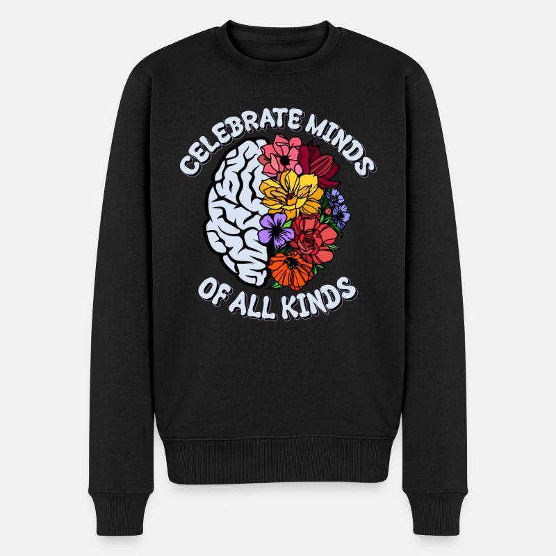 Feiern Sie Köpfe aller Art Neurodiversität Autismus - Männer Premium Bio Pullover - Schwarz