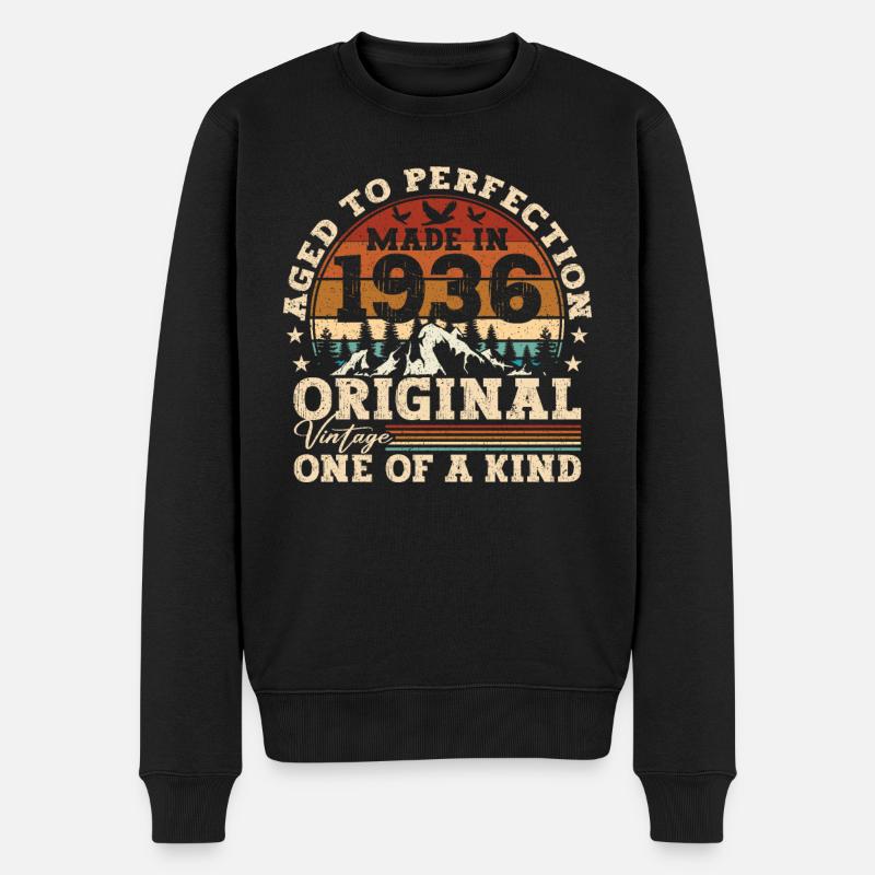 85. Geburtstag Geschenk Original Jahrgang 1936 - Männer Premium Bio Pullover - Schwarz