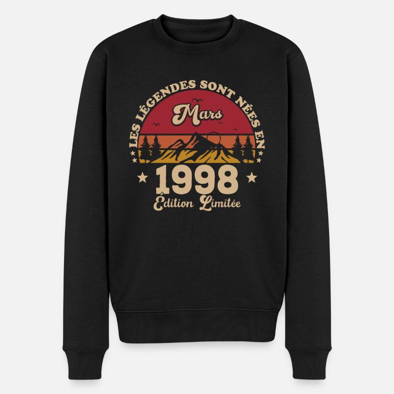 März 1998 Jubiläum 1998 Retro 1998 März - Männer Premium Bio Pullover - Schwarz