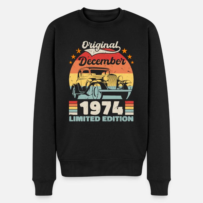 Dezember 1974 Geburtstagsgeschenk Dezember 1974 - Männer Premium Bio Pullover - Schwarz