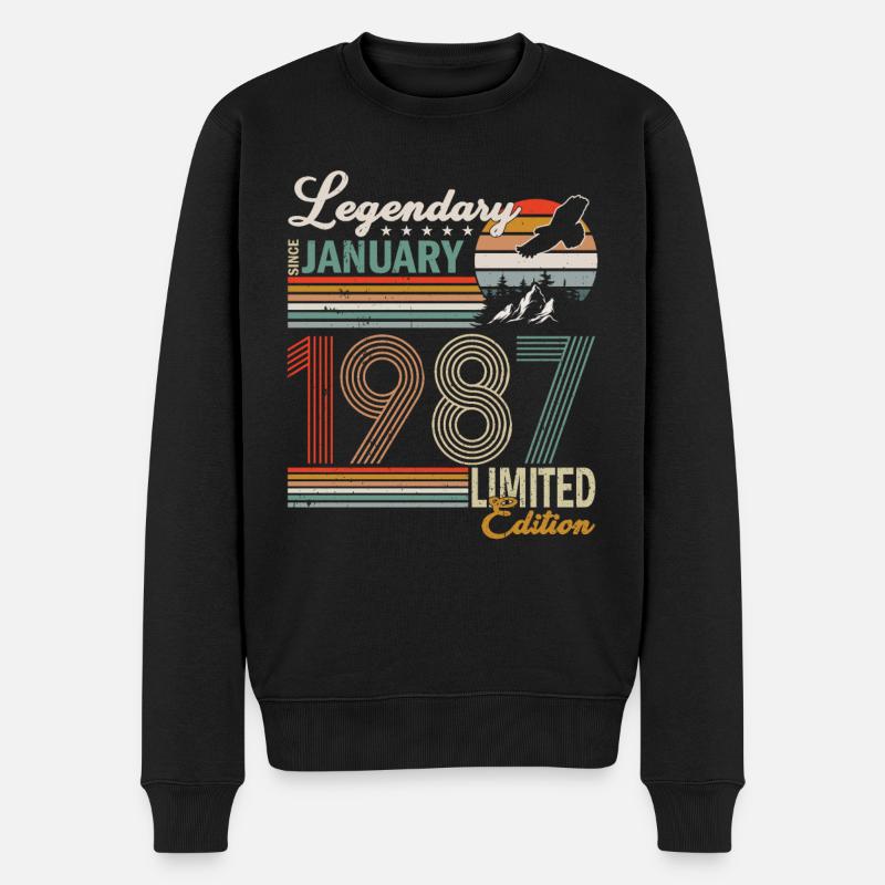 Janvier 1987 né - Pull Premium bio Homme - noir