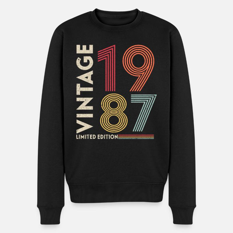 Original 1987 Jahrgang Vintage Geburtstag Retro - Männer Premium Bio Pullover - Schwarz