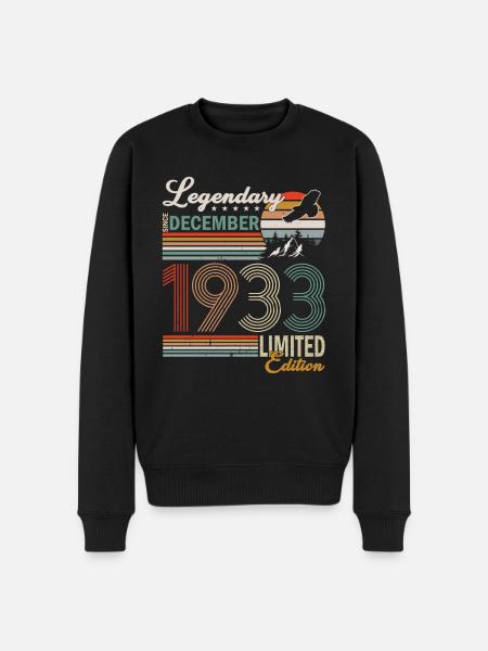December 1933 Birthday Man - Men's Premium Organic Jumper - black