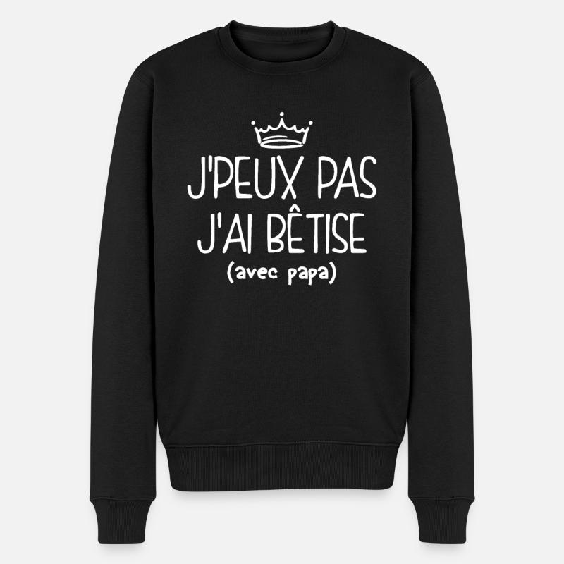 Bêtise Avec Papa - Pull Premium bio Homme - noir