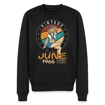 Vintage 1966 - Born In June 1966 - Männer Premium Bio Pullover - Schwarz - Vorne - Nico (187cm)