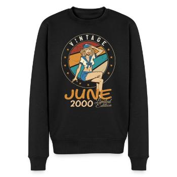 Millésime 2000 - Né en Juin 2000 - Pull Premium bio Homme - noir - Devant - Nico (187cm)