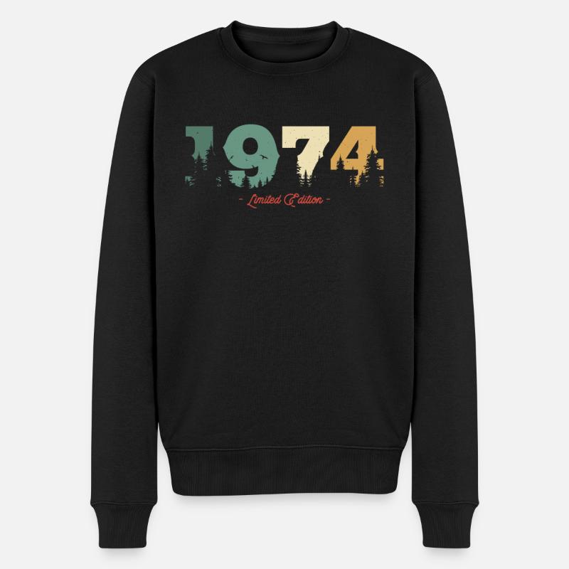 Vintage Geburtstagsgeschenk Wald 1974 - Männer Premium Bio Pullover - Schwarz