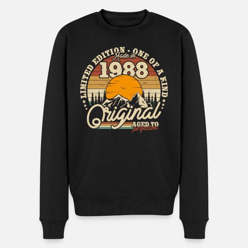 Vintage 1988 Geburtstagsgeschenk - Männer Premium Bio Pullover - Schwarz