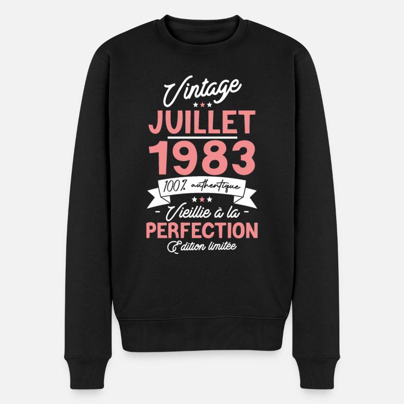 Cadeau anniversaire juillet 1983 - Pull Premium bio Homme - noir