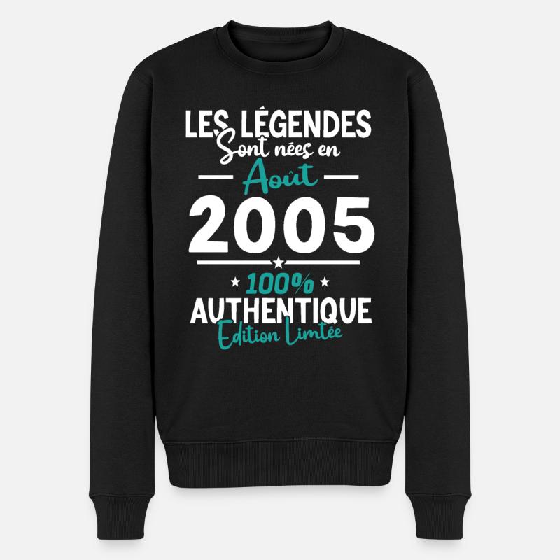 Cadeau Anniversaire août 2005 - Pull Premium bio Homme - noir