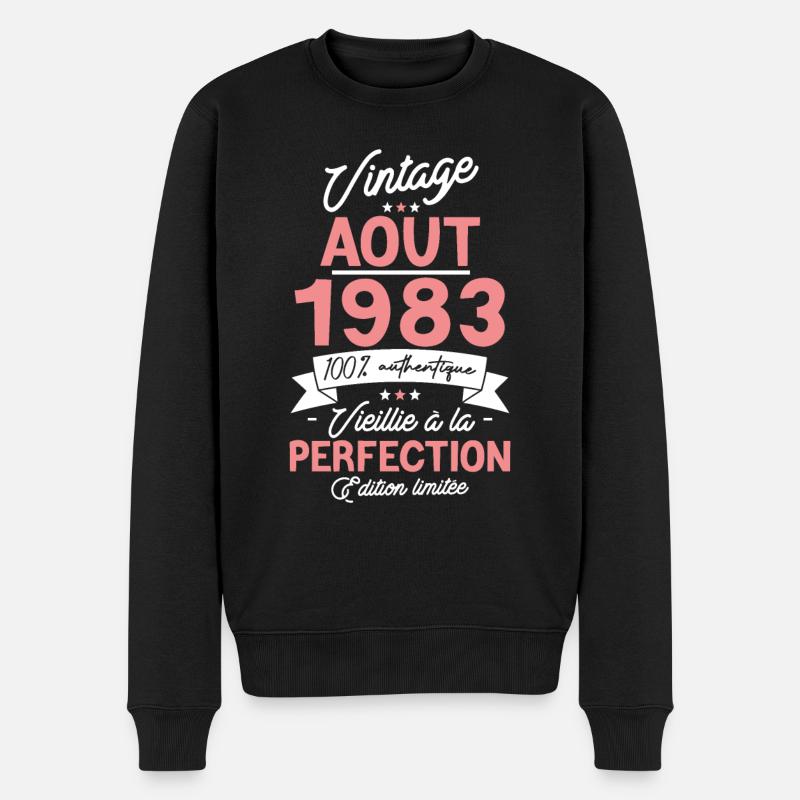Cadeau Anniversaire août 1983 - Pull Premium bio Homme - noir