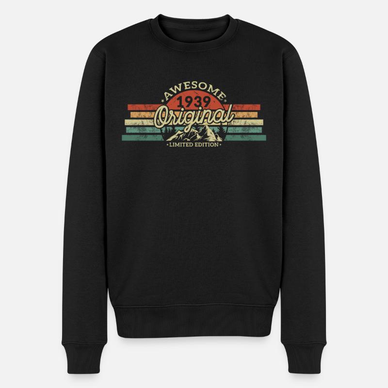 Cooles 1939 Jubiläumsgeschenk - Männer Premium Bio Pullover - Schwarz