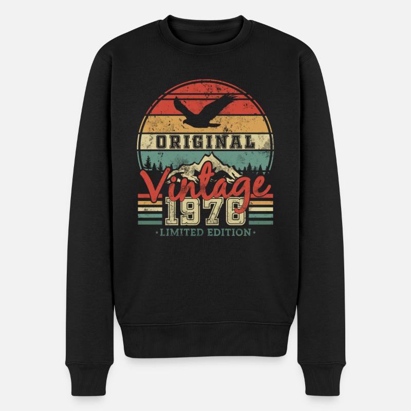 Original 1976 Geburtstag Vintage - Männer Premium Bio Pullover - Schwarz