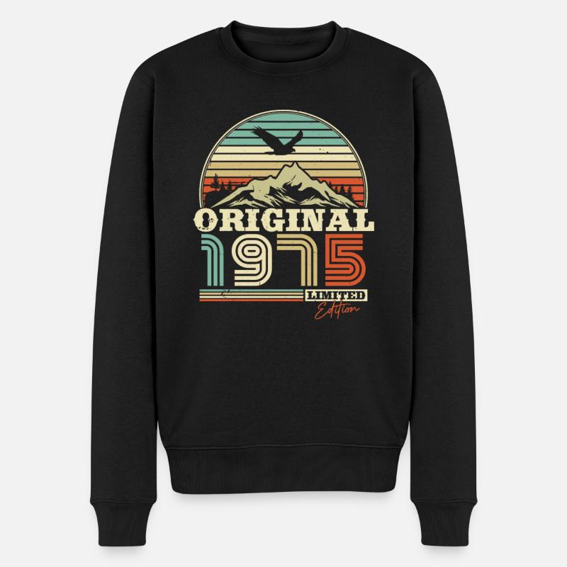 Retro '75 Celebration - Männer Premium Bio Pullover - Schwarz