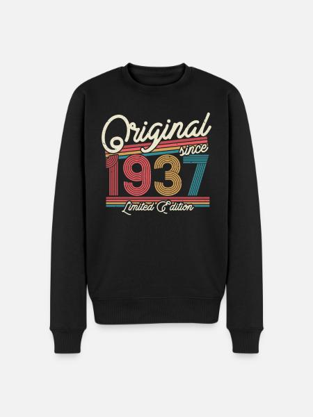 Gift 1937 | 86/87 years - Men's Premium Organic Jumper - black