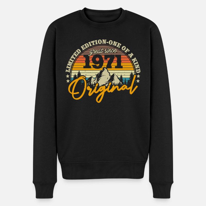 Vintage 1971 Geburtstagsgeschenk - Männer Premium Bio Pullover - Schwarz