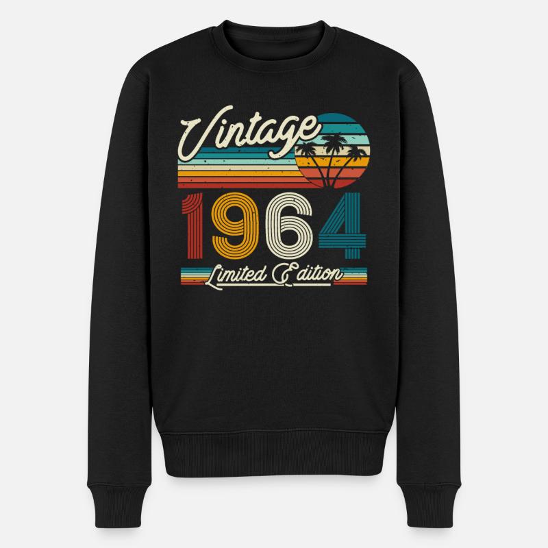 Vintage 1964 Geschenkidee - Männer Premium Bio Pullover - Schwarz