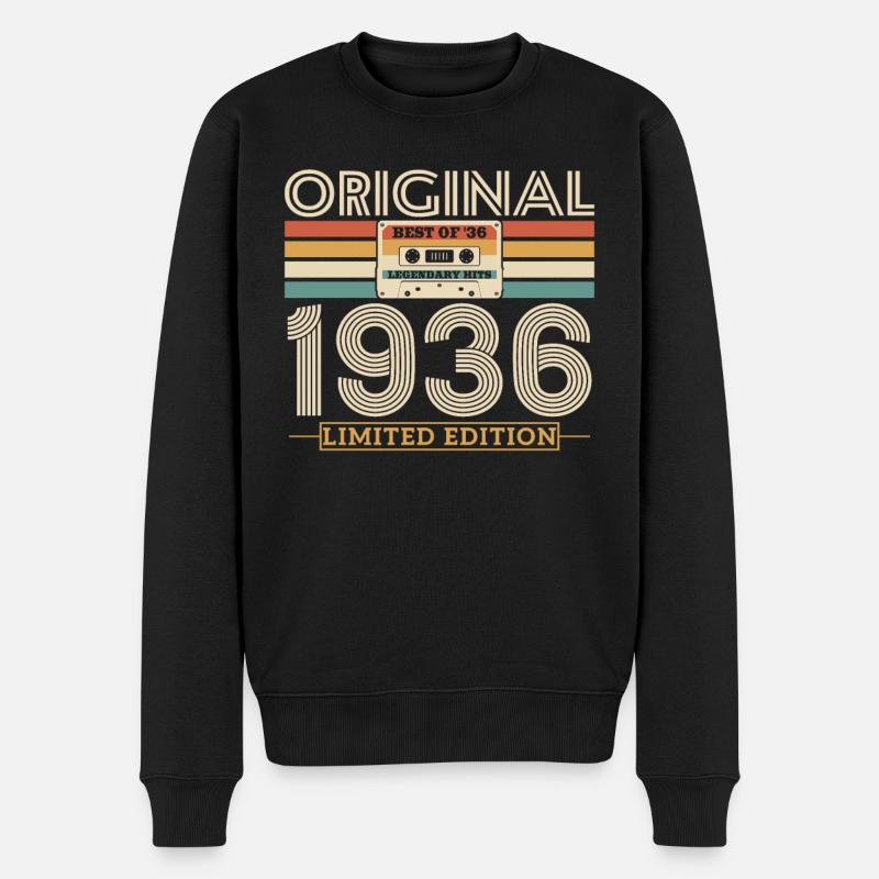Geburtstagsgeschenk 1936 Vintage Original, 87-88 - Männer Premium Bio Pullover - Schwarz